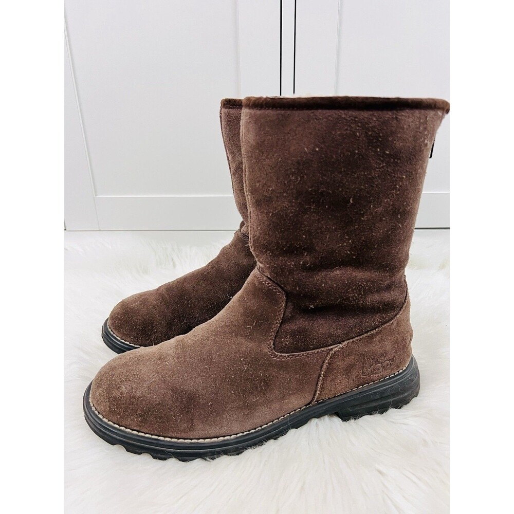 UGG Australia Langley Dark Brown Suede Waterproof Heavy Duty Boots Womens Sz 10
